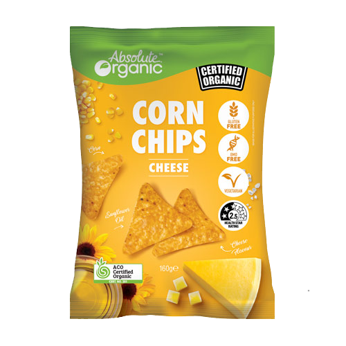 Absolute Organic Corn Chips Cheese 160g