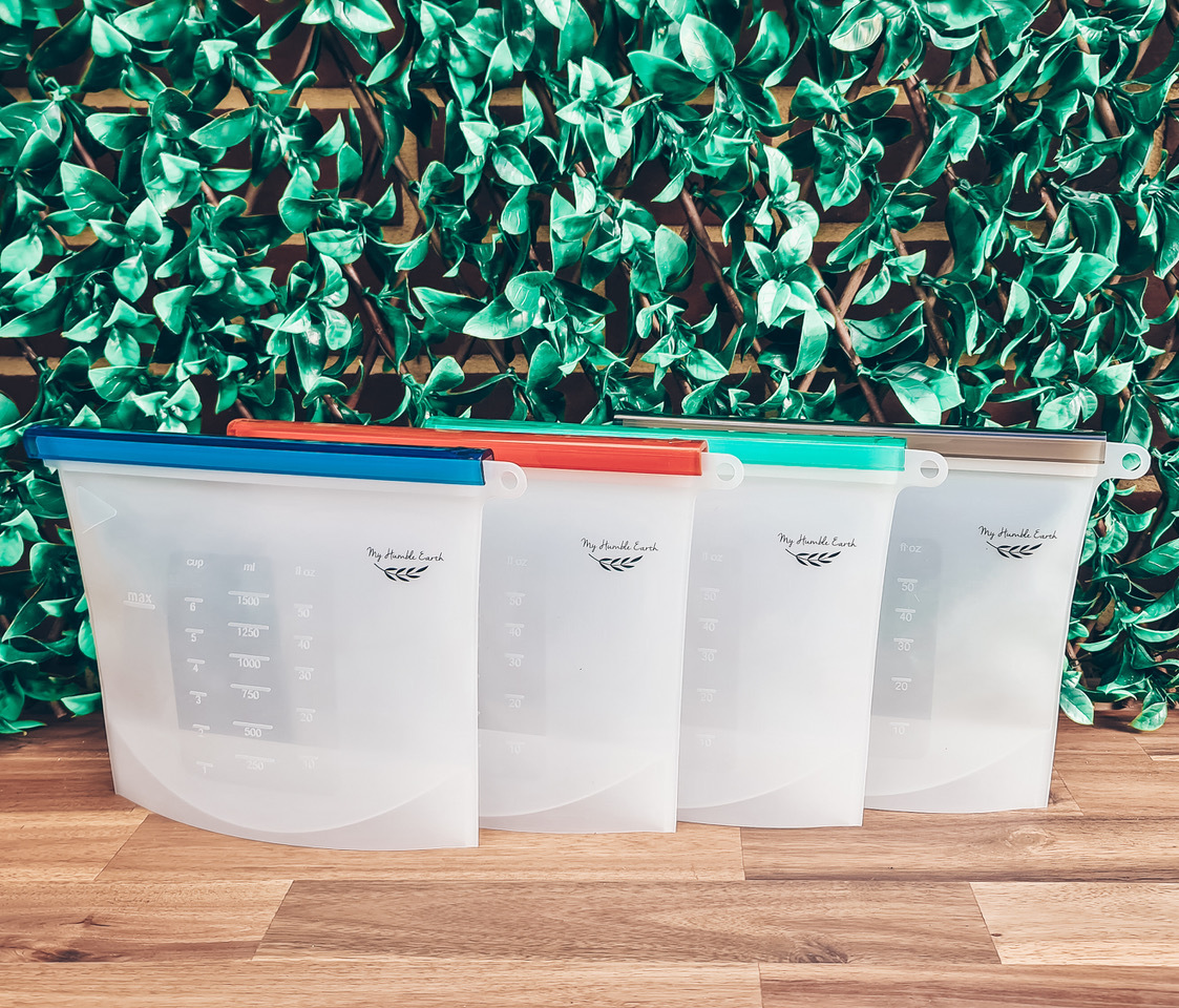 Silicon Reusable Ziplock Bags 4 Pack 1500ml My Humble Earth