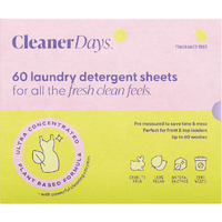Cleaner Days Laundry Detergent sheets - Fragrance Free 60
