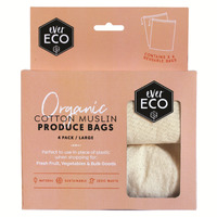 Ever Eco Organic Cotton Muslin Produce Bags 4pack large